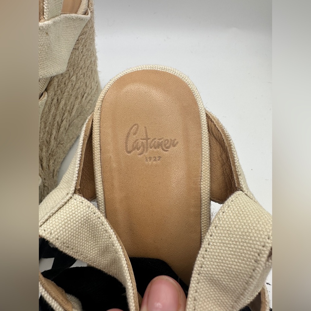 Castanet Size 39 Espadrilles Sandals with Black Lace up tie - Picture 7 of 9